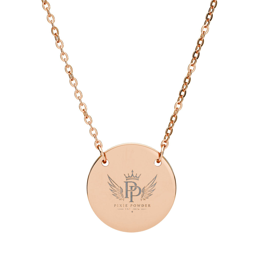 Engraved Circle Pendant Necklace — Pixie Powder Crown & Wings