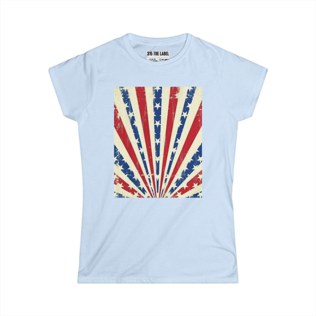 15. Red White and Blue Sunrise Fourth of July Women's Tee, Summer Shirt, Patriotic Apparel, 4th of July Celebration, Independence Day Outfit, Casual Style