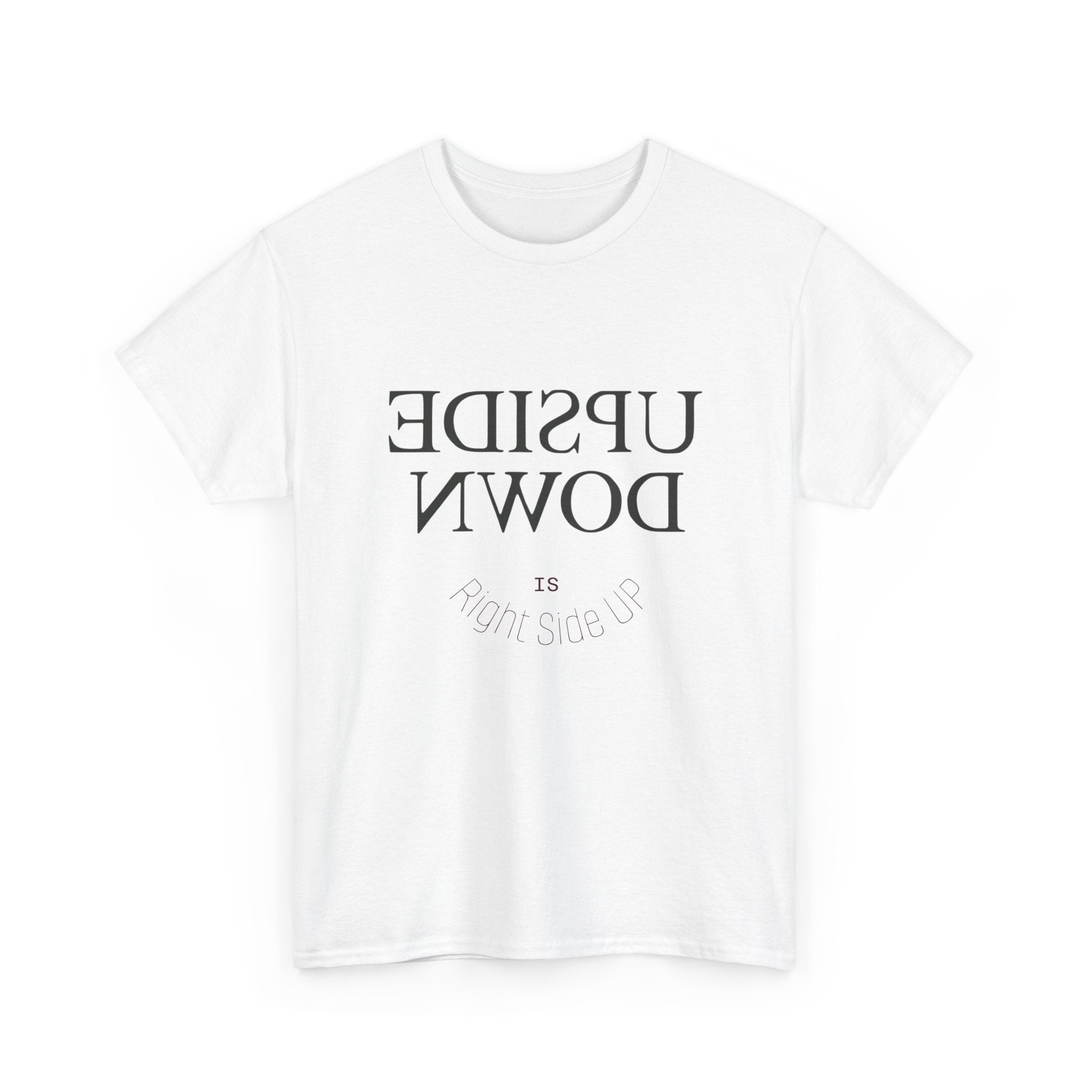 Upside Down Unisex Heavy Cotton Tee - Trendy Graphic Shirt for Everyday Wear, Casual Style, Gift Idea for Friends, Festival Outfit