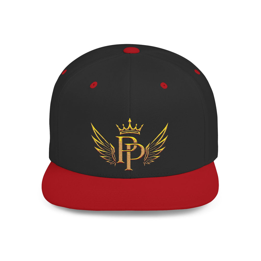 Snapback Hat — Gold Crown & Wings Monogram "P" Embroidered Flat Bill