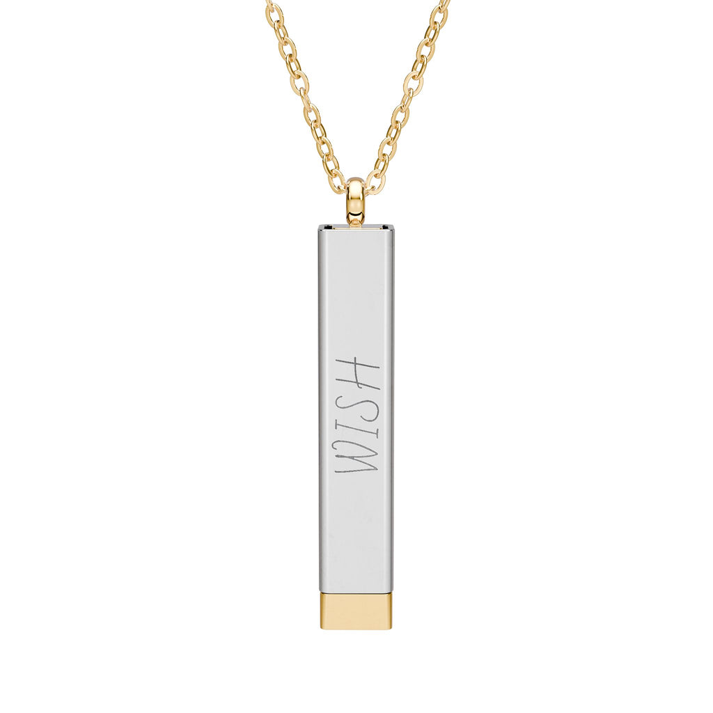 Hidden Message Sliding Bar Necklace — Engravable Secret Message Pendant