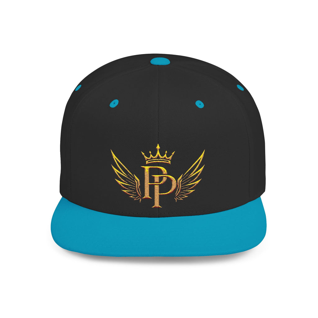 Snapback Hat — Gold Crown & Wings Monogram "P" Embroidered Flat Bill