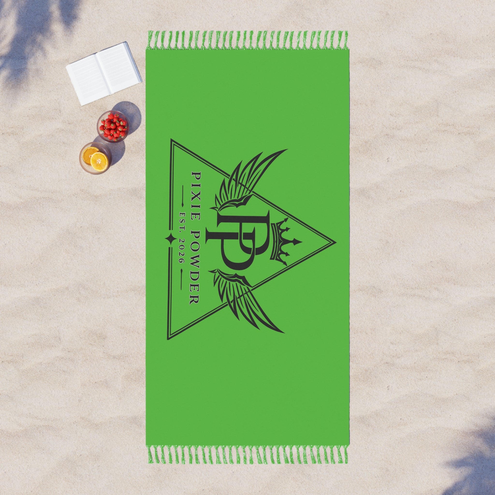 Boho Beach Towel — Pixie Powder Logo Fringe Turkish Towel