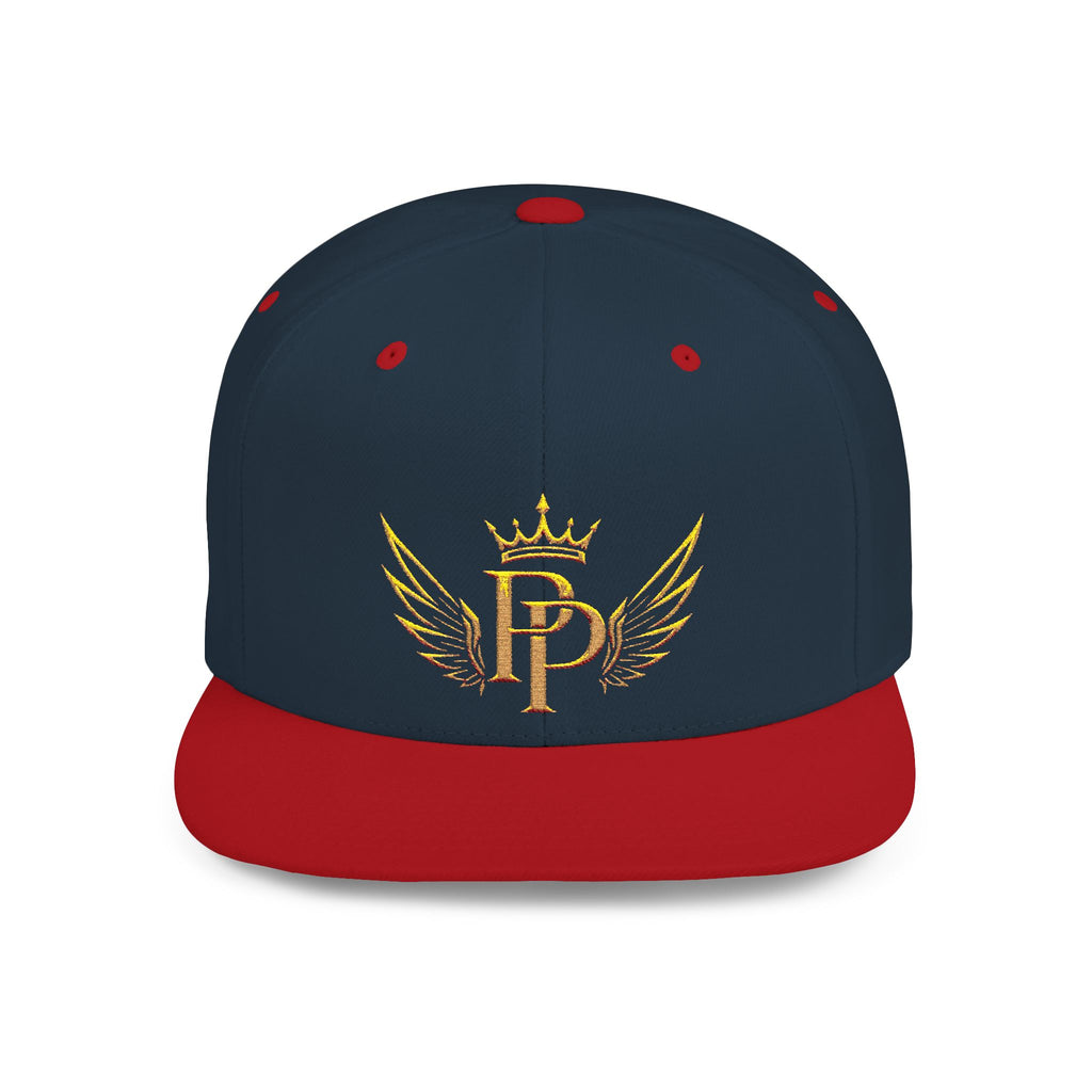 Snapback Hat — Gold Crown & Wings Monogram "P" Embroidered Flat Bill