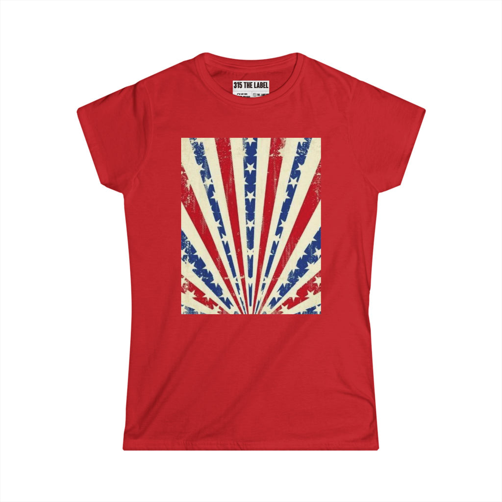 15. Red White and Blue Sunrise Fourth of July Women's Tee, Summer Shirt, Patriotic Apparel, 4th of July Celebration, Independence Day Outfit, Casual Style