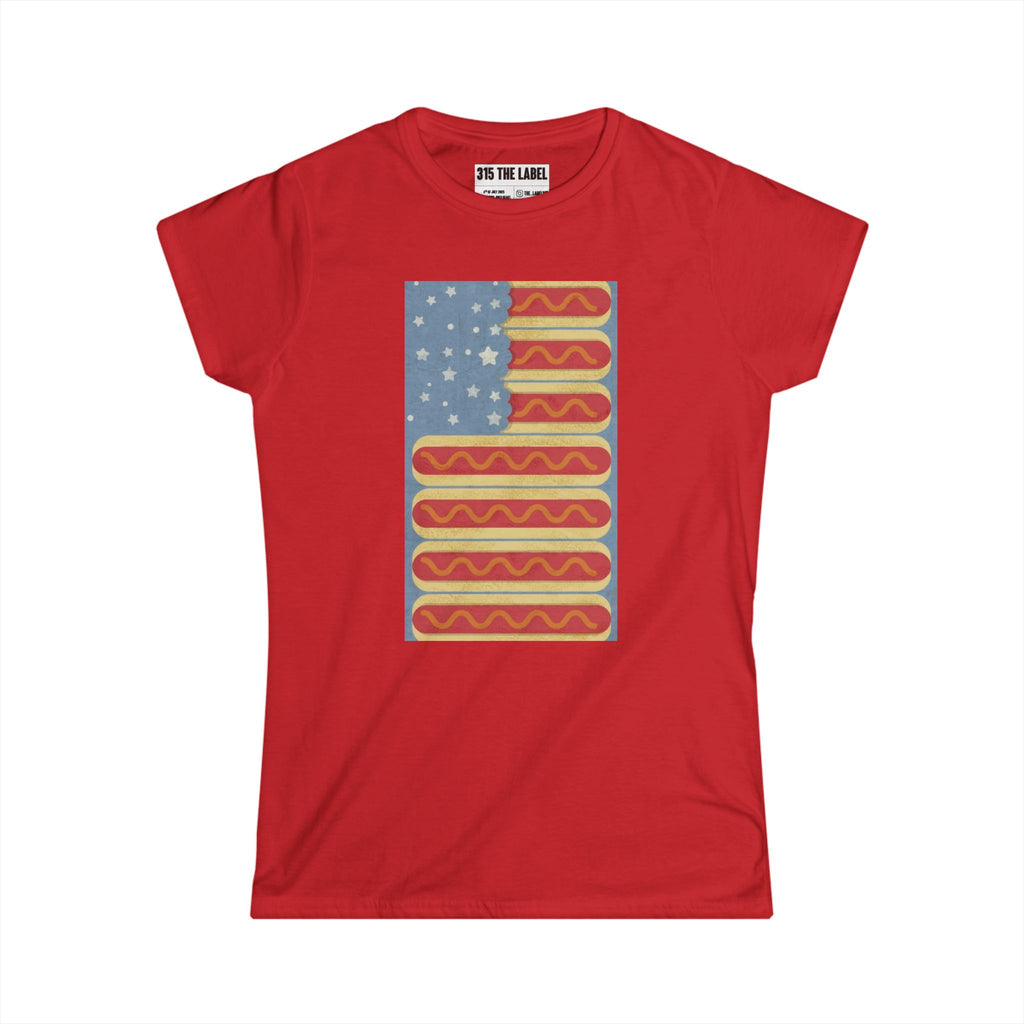 12. Hot Dog Flag Fourth of July Women's Tee, Summer Shirt, Patriotic Apparel, 4th of July Celebration, Independence Day Outfit, Casual Style