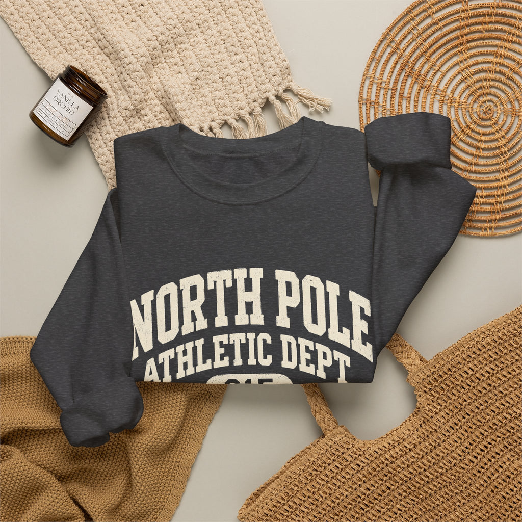 North Pole Athletic Dept. Crewneck Sweatshirt – Vintage Holiday Cozy Pullover