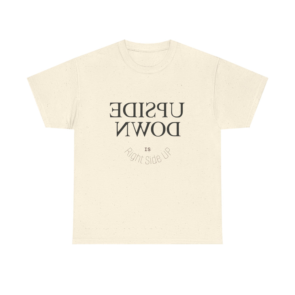 Upside Down Unisex Heavy Cotton Tee - Trendy Graphic Shirt for Everyday Wear, Casual Style, Gift Idea for Friends, Festival Outfit