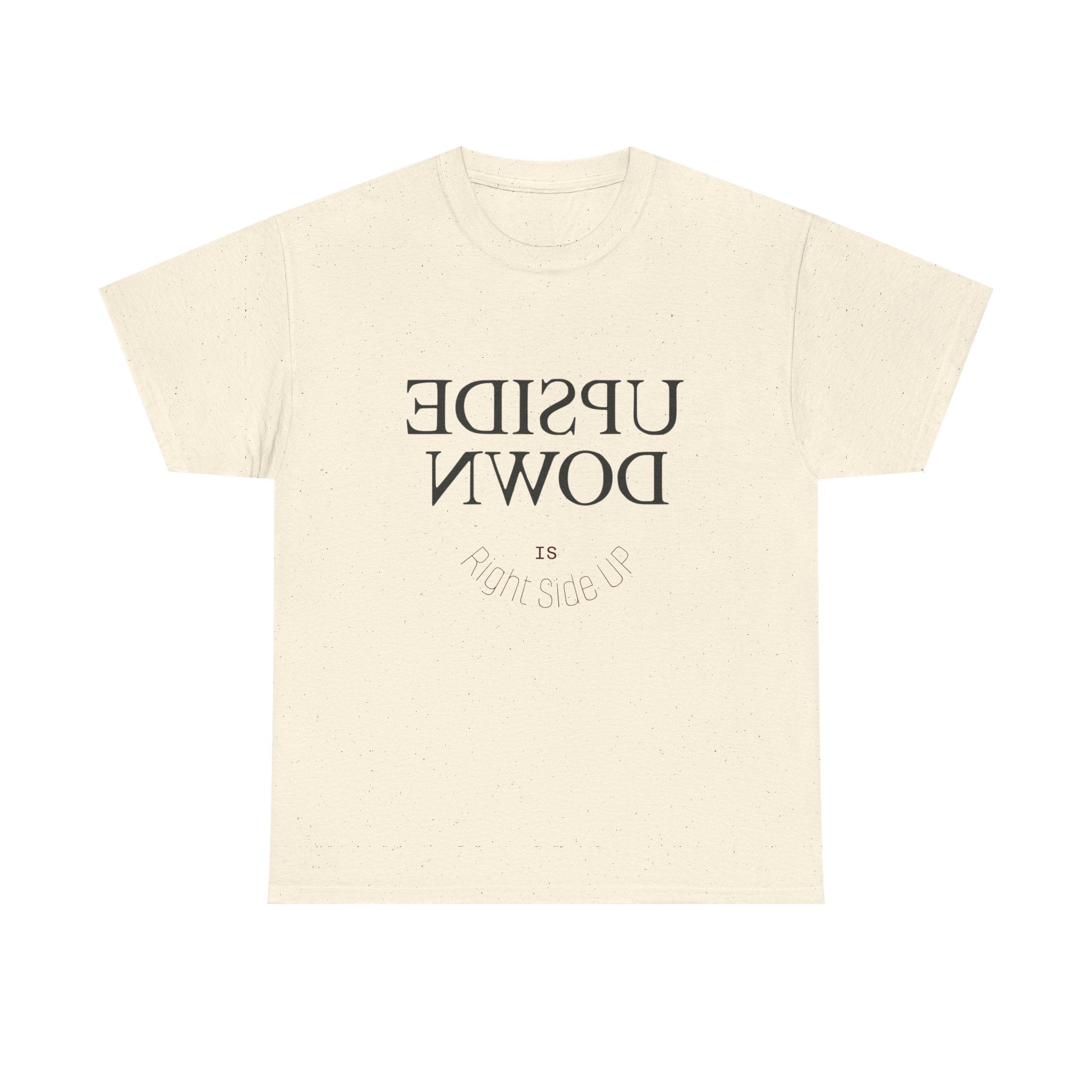 Upside Down Unisex Heavy Cotton Tee - Trendy Graphic Shirt for Everyday Wear, Casual Style, Gift Idea for Friends, Festival Outfit