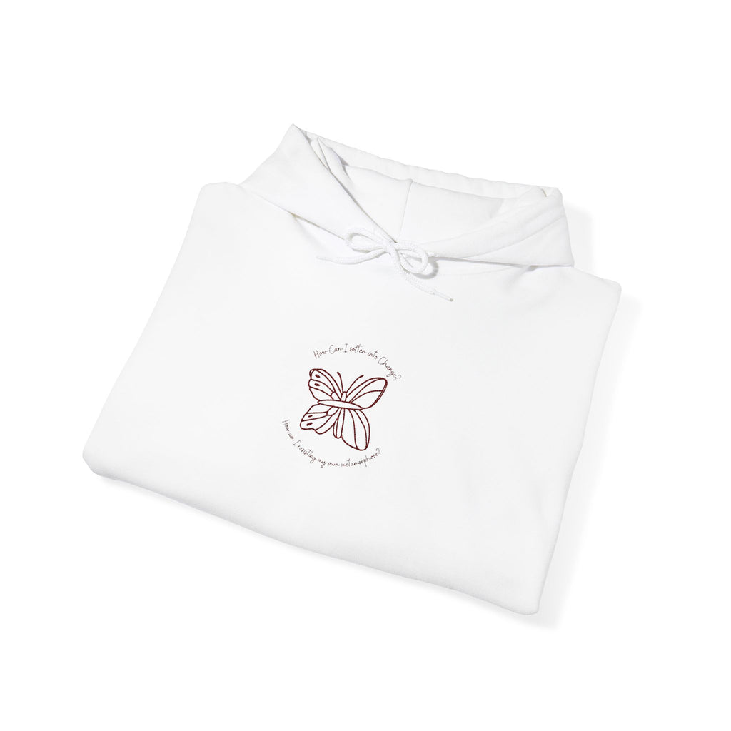 Butterfly Embroidery Middle Chest Graphic Unisex Hoodie, Cozy Sweatshirt for Spring, Nature Lovers Gift, Casual Outfit, Perfect for Birthdays, Earth Day