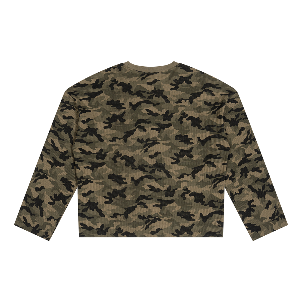Unisex Camo Waffle Raw Edge T-Shirt