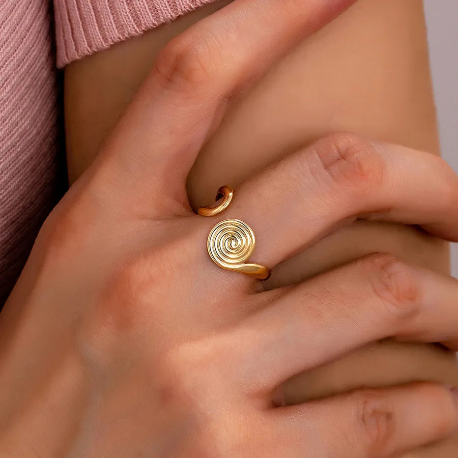 Elegant Artistic Spiral Stripe Iron Women's Rings
