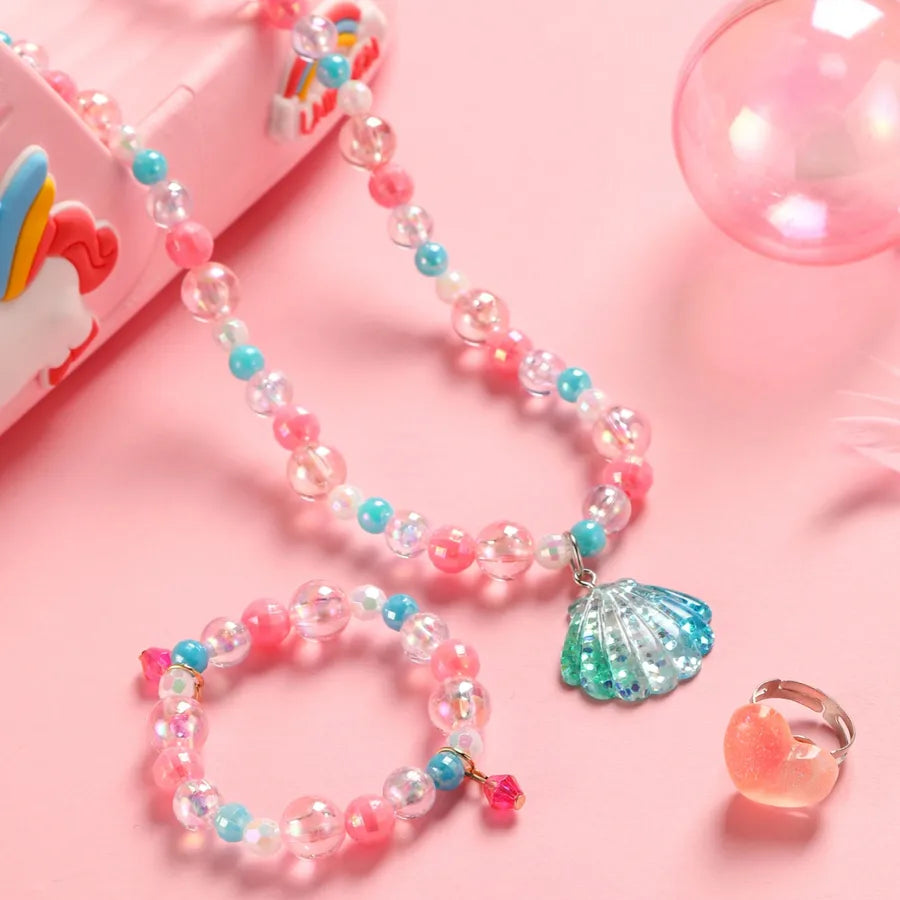 Cute Tropical Heart Shape Shell Arylic Girl'S Jewelry Set