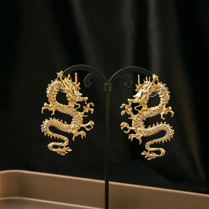 1 pair vintage style simple style dragon irregular plating alloy gold plated ear studs
