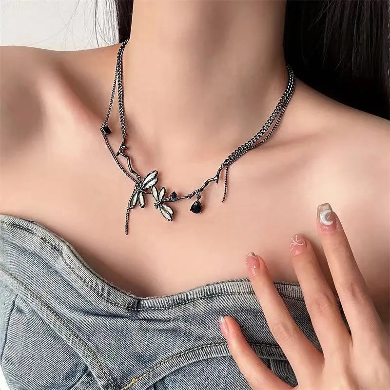 Streetwear Cool Style Dragonfly Alloy Cuban Link Chain Curb Chain Choker Wholesale