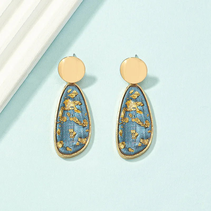 1 pair commute geometric plating resin drop earrings